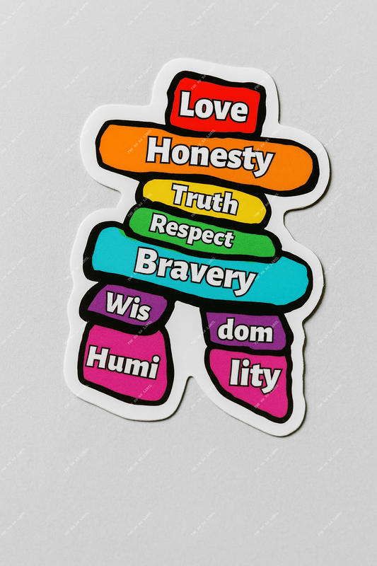 Inuksuk with Seven Grandfather teachings Vinyl Sticker