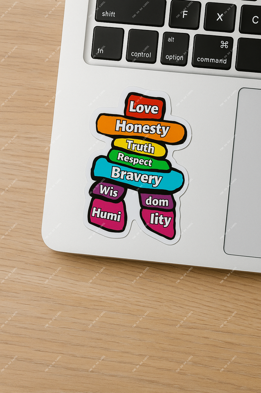 Inuksuk with Seven Grandfather teachings Vinyl Sticker